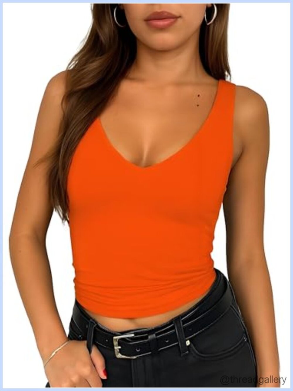 Women's V Neck Sleeveless Double Layer Crop Tank Top Casual Basic